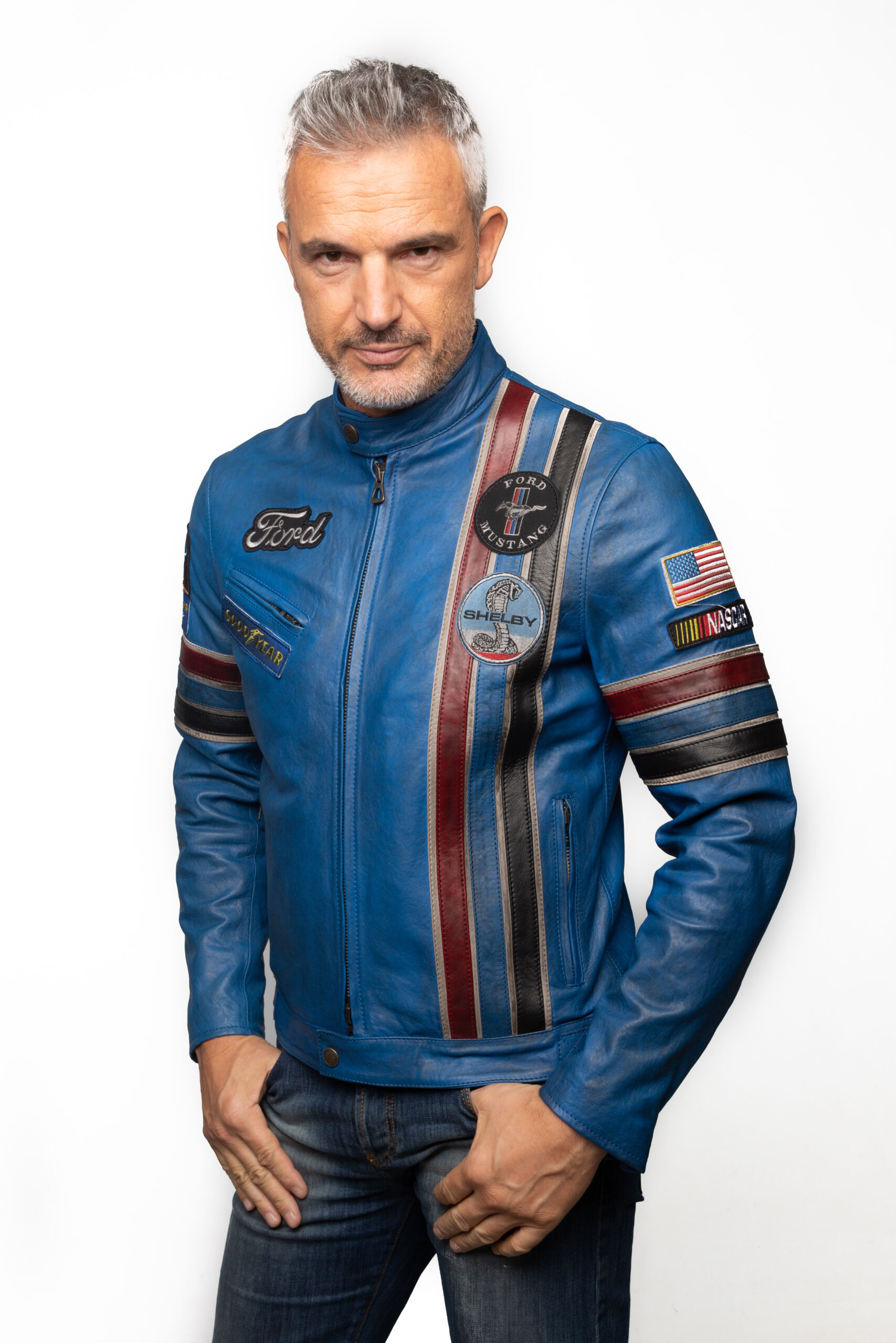 Blue SHELBY Hollywood | Black Inspired Vintage MUSTANG Tribute Jacket - /